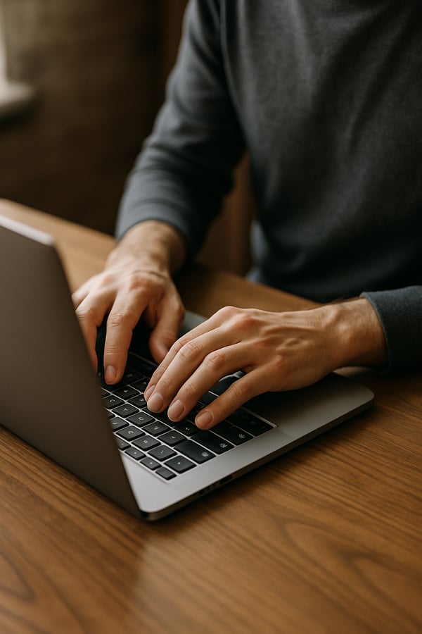 photographic typing on laptop