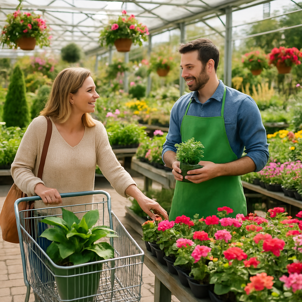 People shopping in garden centre