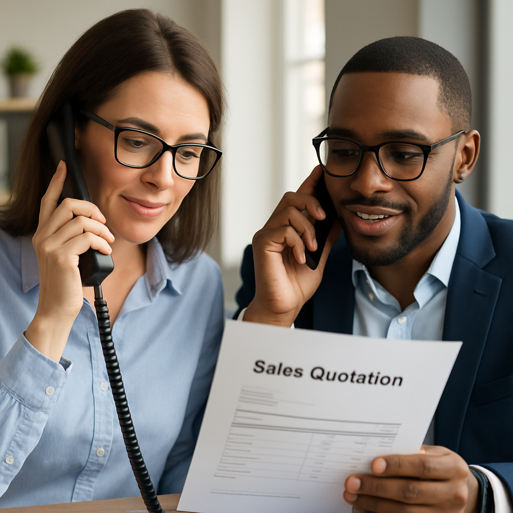 two people discussing a sales quotation on the telephone-1