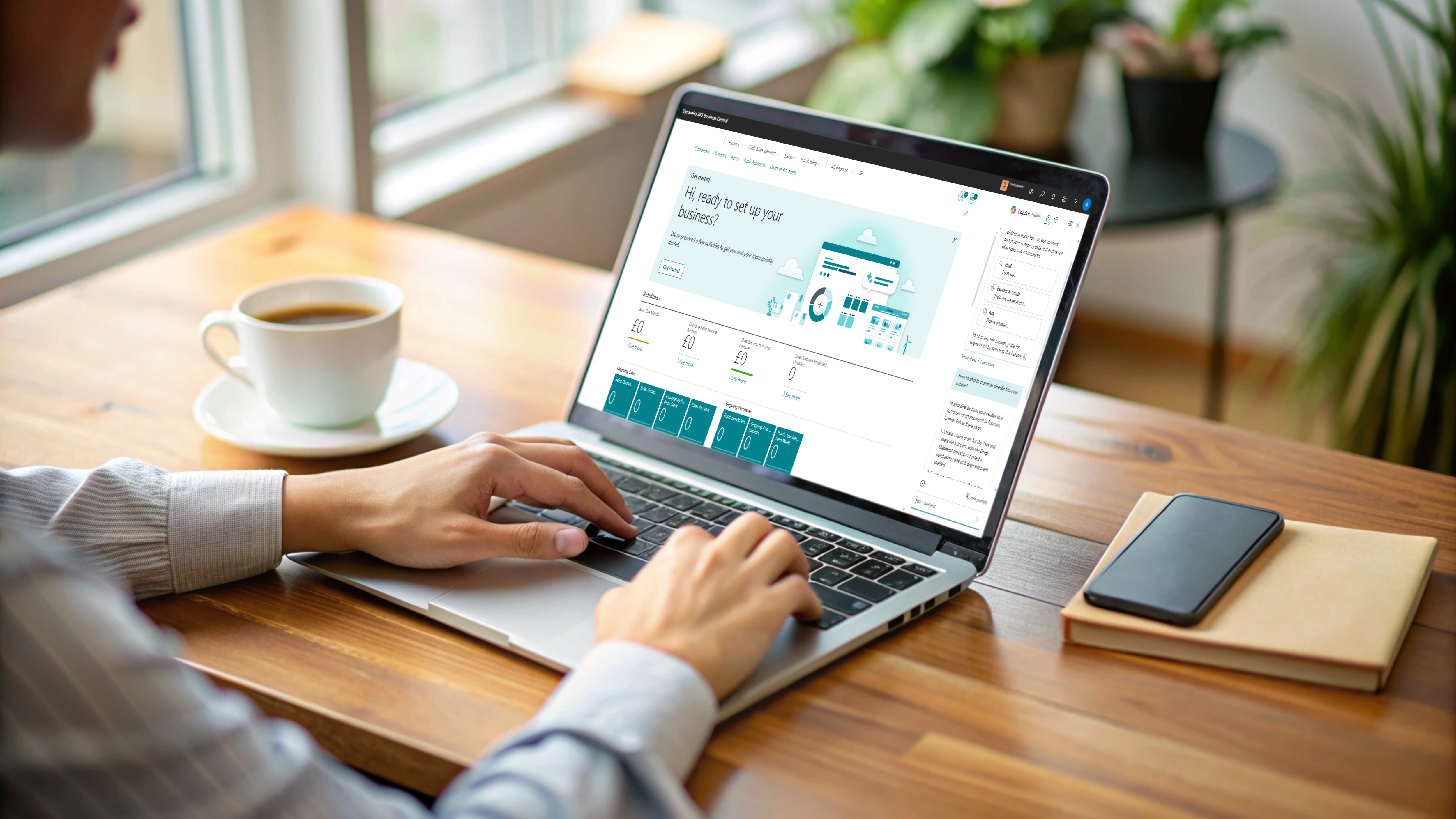Client using Business Central on laptop remotely