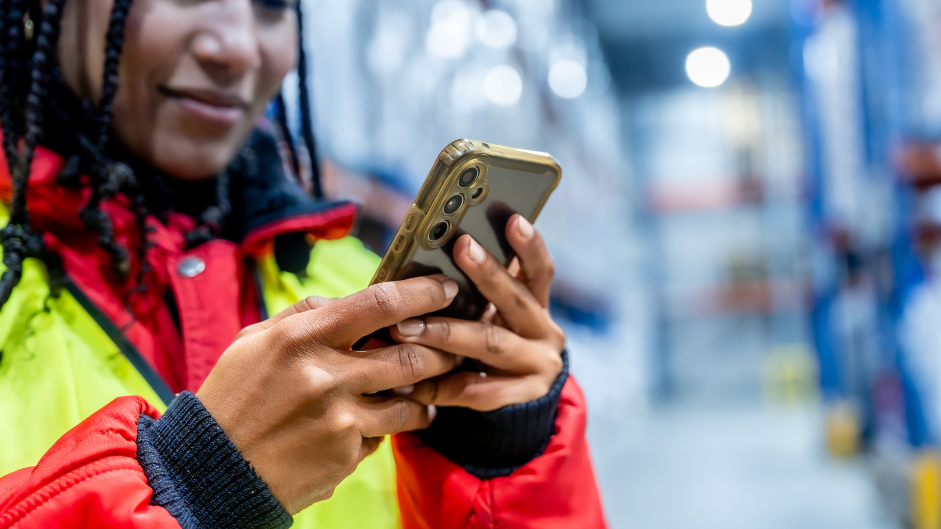 Warehouse operator using a mobile