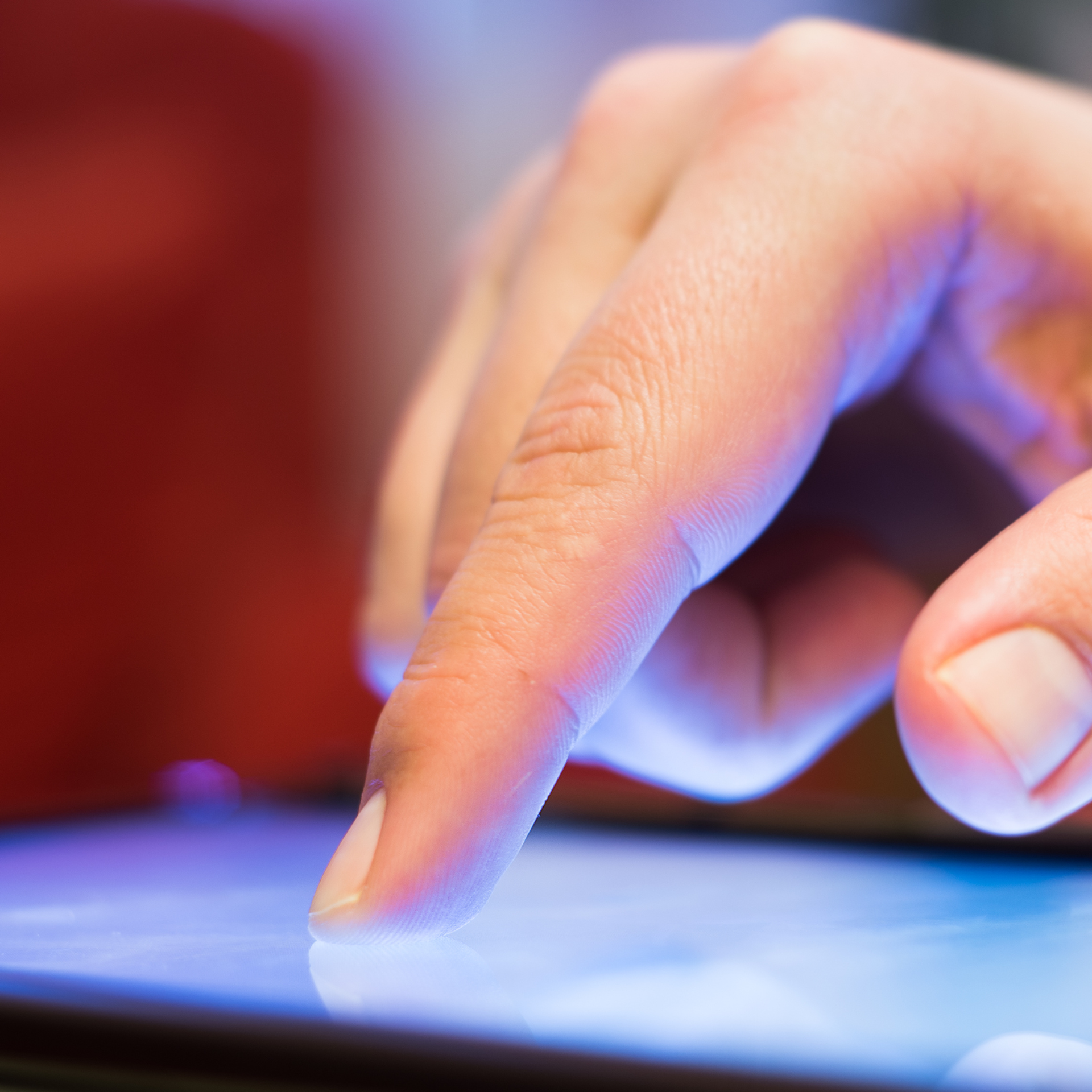 Finger on a tablet