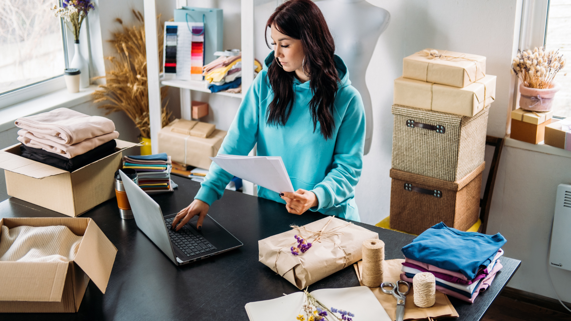 woman packing goods