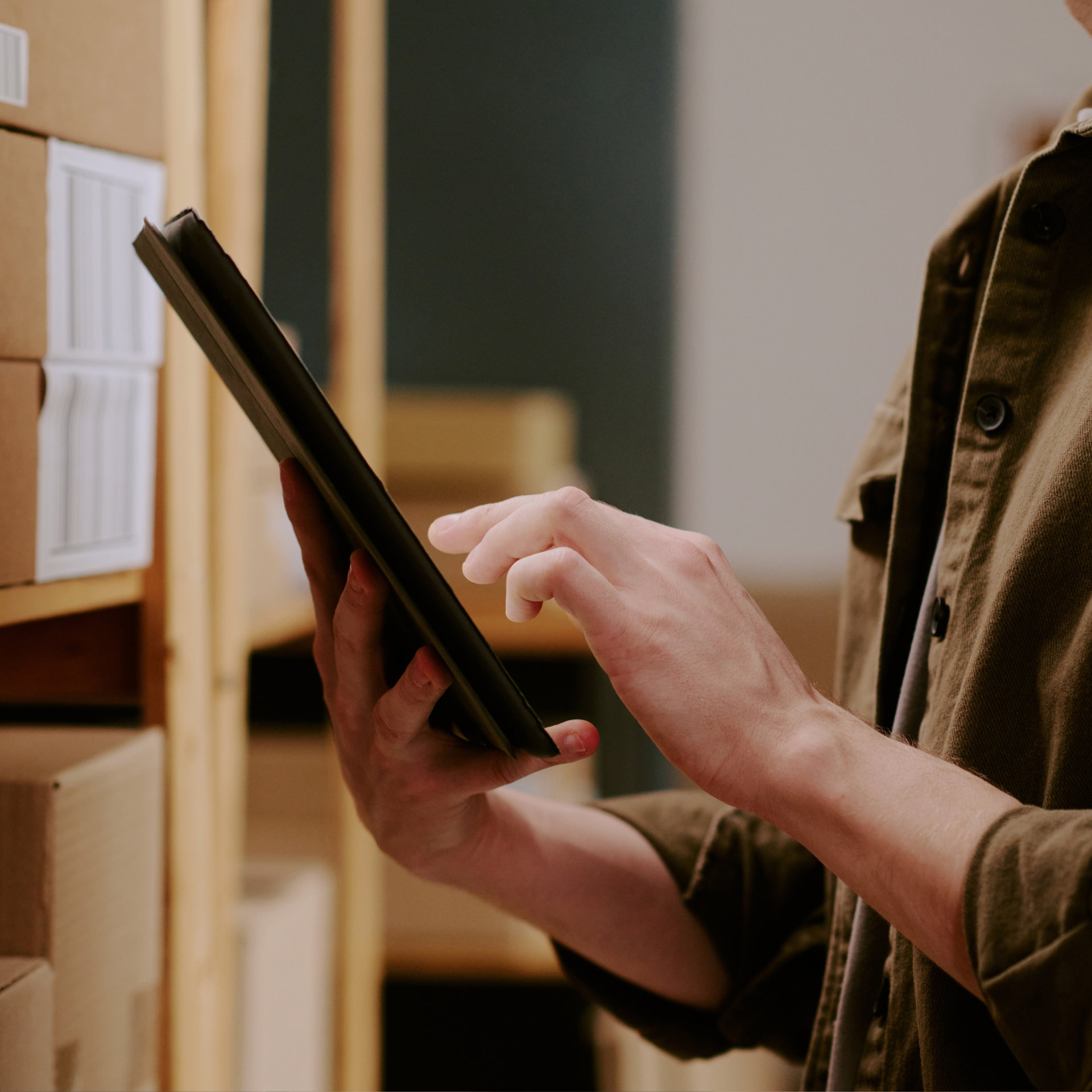 Using a tablet to ship items